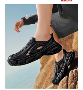 Men's black breathable outdoor wading sandals with thick anti-slip soles and ergonomic design