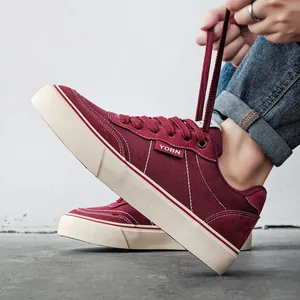 Men's Casual Canvas Vulcanized Board Shoes Breathable Low Top Sneakers For Student Solid Color Retro Streetwear Footwear