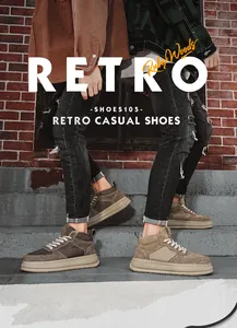 Breathable mesh retro casual sneakers for men, stylish flat board shoes in khaki and brown