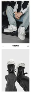 Stylish men's low-top platform sneakers with thick soles and unique black-white contrast design