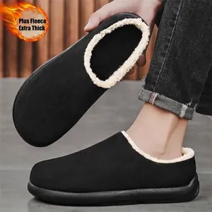 Winterse herenclogs met fleecevoering, warme zwarte pantoffels voor binnen en buiten