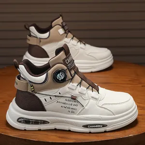 High-top men's tactical boots featuring no-tie rotating buckle and durable thick sole