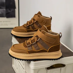 Sneaker Casual da Uomo Retro High Top Patchwork Outdoor Moda Scarpe da Board Suola Spessa Antiscivolo per Autunno Inverno