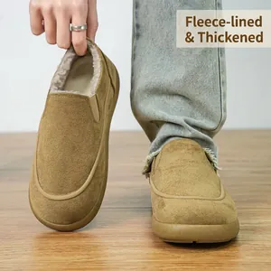 Scarpe invernali da uomo foderate in pile scamosciato marrone stile casual chic