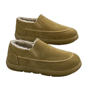 Scarpe invernali calde da uomo con fodera in pile in cammello, stile Birkenstock.