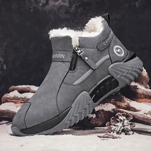 Herren Winter Schneestiefel in Grau mit warmem Kunstfellfutter und dicker Sohle