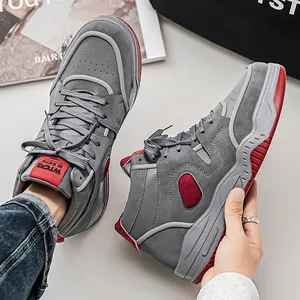 Scarpe da Skate Alte da Uomo Suola Spessa Retro Americano Blocchi di Colore Sneakers Casual per Adolescenti Studenti