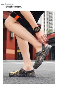 Men's large size breathable outdoor hole shoes for summer beach and casual wear.