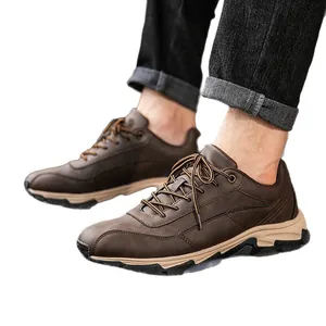 Scarpe da trekking in pelle da uomo con suole in gomma antiscivolo per viaggi e outdoor