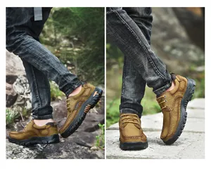 Zapatos de senderismo para hombre duraderos con cuero transpirabile y suela de caucho
