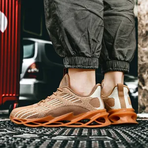 Men's Blade Sole Sneakers Fly Knit Breathable Running Shoes Lightweight Trend Fashion Sport Sneakers For Men Walking Jogging Shoes