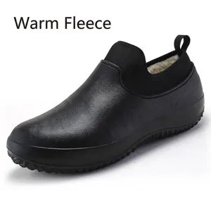 Scarpe da chef impermeabili da uomo con calda fodera in pile, in colore nero