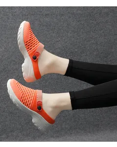 Zapatos con balancín de malla naranja transpirable con suelas de plataforma gruesas