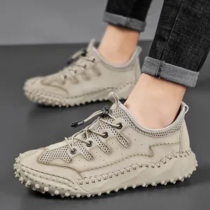 Ademende casual outdoorschoenen voor heren met antislipzolen en handgestikte details