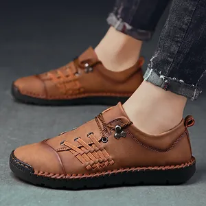 Zapatos Casuales Retro Para Hombre Cuatro Estaciones Tendencia Minimalista Conducción Aire Libre Tallas Grandes Cosido a Mano Transpirable