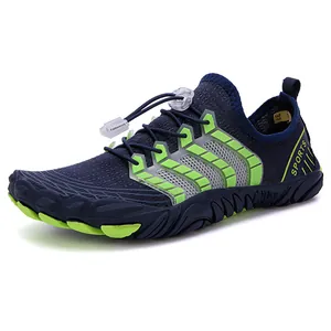 Scarpe da scoglio blu navy e verde lime traspiranti con suola antiscivolo esterna