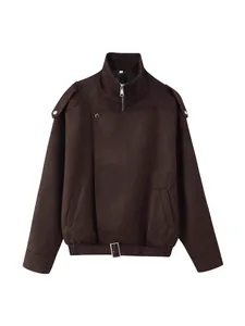 Bruine vintage Maillard korte jas voor dames op een witte achtergrond