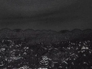 Gros plan détaillé montrant l'ourlet en dentelle florale noire sur une robe d'été stretch