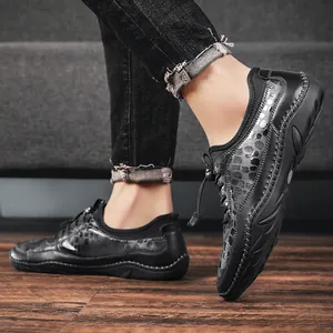 Baskets de loisirs noires à la mode pour hommes avec motif léopard pour l'extérieur