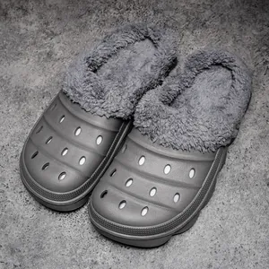 Γκρίζα ζεστά χειμερινά σαμπό με επένδυση fleece και αναπνεύσιμο σχέδιο