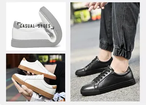 Ανδρικά μινιμαλιστικά χαμηλά sneakers σε λευκό και μαύρο με εύκαμπτες σόλες.