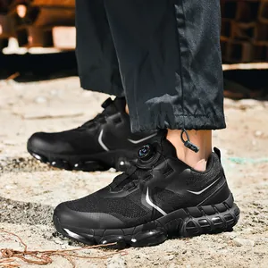 Zapatos de seguridad para hombre con punta de acero, malla transpirable y suela con aire