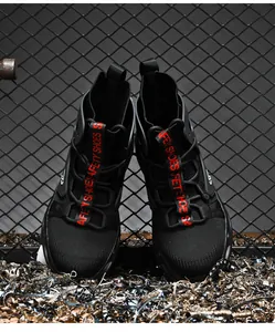 Botas de seguridad industriales negras de caña media para hombre con suela gruesa