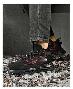 Zapatos de seguridad de caña media negros para hombre con suela antipinchazos funcional