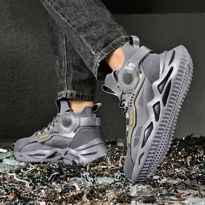 Zapatos de seguridad grises duraderos para hombre con suelas gruesas antipinchazos