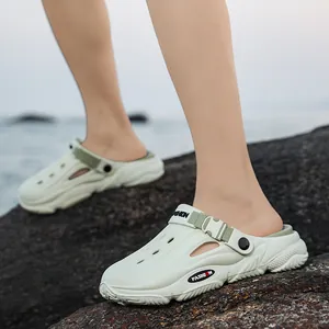Men's Fashion Clogs Summer Outdoor Beach Shoes Breathable Hollow Out Closed Toe Slippers Anti-slip EVA Garden Shoes Large Size