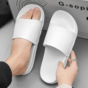 Claquettes blanches à semelle souple pour homme et femme, style décontracté