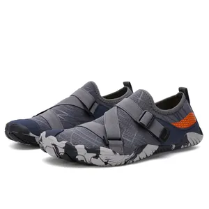 Breathable grey water shoes with adjustable cross straps for swimming and hiking