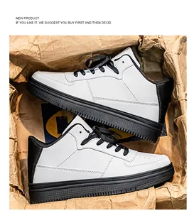 Detailed view of high-top white and black sneakers in rustic paper packaging