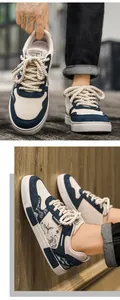 Trendy lage herensneakers met dikke touwveters en oosterse kraanvogelpatronen