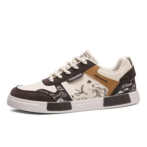 Trendy heren low-top skateboard schoenen met traditionele kraanvogel en golfprint