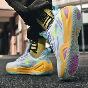Men's vibrant mesh mid-top basketball shoes with colorful contrast design for outdoor
