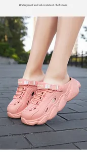 Sabots d'été roses à semelle épaisse, design imperméable et antidérapant pour la plage
