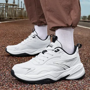 Unisex Thick Sole Running Shoes Space Leather Low Top Lace Up Breathable Height Increasing Casual Sneakers For Couples