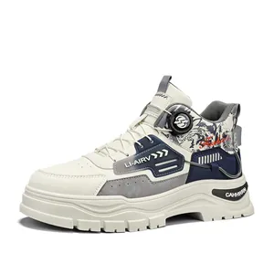 Trendige Herren-High-Top-Freizeitschuhe mit komfortablem Drehverschluss in Weiß
