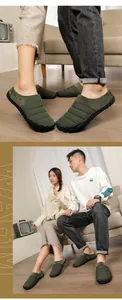 Warm winter indoor slippers for couples with soft fleece lining and anti-slip rubber soles
