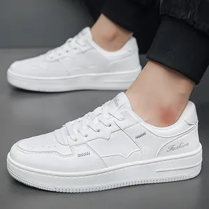 Heren Casual Mode Skateschuhe Lage Top Witte Sneakers Synthetisch Leer Vetersluiting Kleurblok Sportschoenen Voor Tieners Studenten