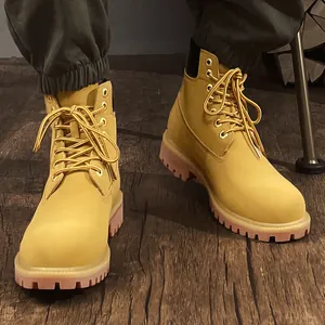 Botas de trabajo para exteriores de caña alta amarillo trigo con suela antideslizante