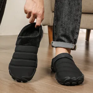 Warm fleece-lined winter slippers for men in large sizes with anti-slip rubber soles