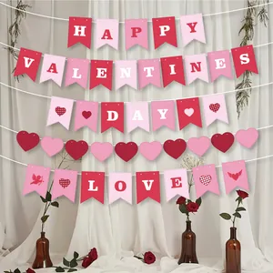Valentine's Day party bunting set featuring Happy Valentines Day and Love banners