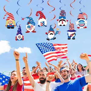Patriotische hängende Zwergen-Spiralen für den 4. Juli, USA Unabhängigkeitstag Party