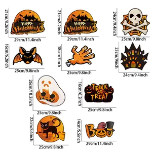 Dimensions of various Halloween wall decorations including pumpkin, ghost and bat designs
