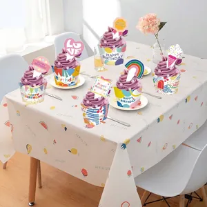 Colorful cartoon cake toppers and cupcake wrappers set for birthday party decorations