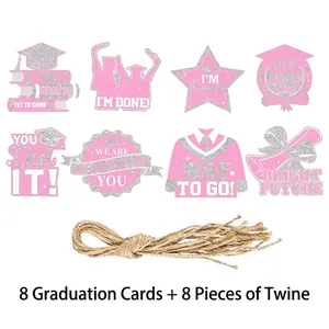 Etichette appese per festa di laurea 2025 rosa glitterato