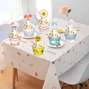 Creative birthday cupcake wrappers and toppers set for party decoration
