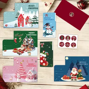Festive Christmas greeting card set including colorful envelopes and themed stickers